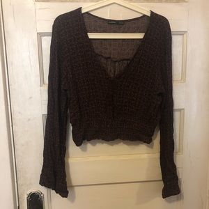 Pull & Bear Cropped Bell Sleeve Blouse